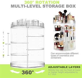 img 2 attached to 💄 360° Rotating Makeup Organizer with 8 Layers - Large Capacity Clear Storage Case for Jewelry, Makeup Brushes, Lipsticks, and More