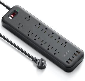 img 4 attached to 🔌 EPICKA Surge Protector: 12 AC Outlets with 5 USB Ports - 6FT Cord, Overload Protection - Home & Office Power Strip