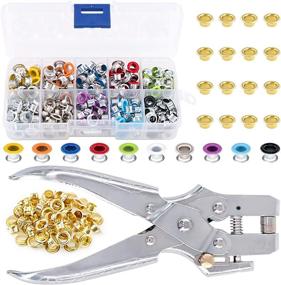 img 4 attached to 👢 Swpeet 300Pcs Metal Grommets Kit with Pliers & 100Pcs Gold Grommets - Ideal Shoe Eyelets Set for Leather Fabric Belt Clothes