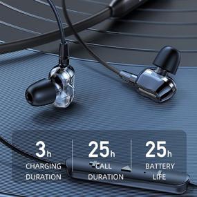 img 3 attached to 🎧 Cutting-Edge Dual Dynamic Drivers Bluetooth Headphones for Ultimate HiFi Sound Experience, Neckband Wireless Earbuds with Crossover | 25 Hours Playtime | Bluetooth Headset Sports Earphones (Black Silver)