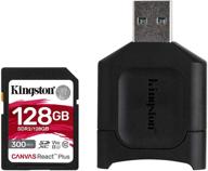 💾 kingston canvas react plus 128gb memory card - uhs-ii, c10, u3, v90, 300mb/s read logo