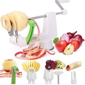 img 4 attached to Revolutionize your Kitchen with the LHS Apple Peeler & Vegetable Spiralizer – Peel, Core, Slice, and Spiralize Fruits and Veggies for Spiral Veggie Pasta and More!