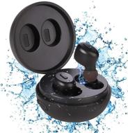 🏊 waterproof ip68 earbuds for swimming, shower, bath, driving, and sauna - bluetooth 5.0 wireless earbuds with wireless charging case, premium deep bass earphones, built-in mic - ideal for sports and gym use logo