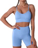 👩 jninth women's seamless yoga set: 2 piece workout sport bra and high waist shorts legging outfit tracksuit for ultimate comfort and style logo