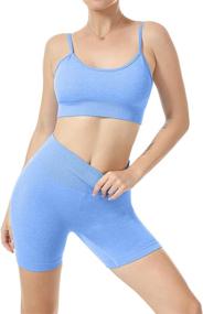 img 3 attached to 👩 JNINTH Women's Seamless Yoga Set: 2 Piece Workout Sport Bra and High Waist Shorts Legging Outfit Tracksuit for Ultimate Comfort and Style