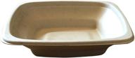 🍚 100-count microwaveable & compostable square bowls (16 oz.), eco-friendly bagasse sugarcane fiber, light brown logo