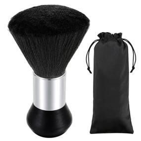 img 4 attached to 🎁 Vtrem Christmas Gifts Barber Brush - Neck Duster and Powder Brush Combo - Ideal for Hair Cutting and Styling - Black and Brown Barber Hair Brush