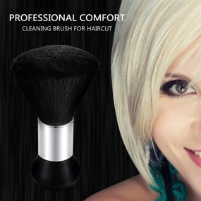 img 2 attached to 🎁 Vtrem Christmas Gifts Barber Brush - Neck Duster and Powder Brush Combo - Ideal for Hair Cutting and Styling - Black and Brown Barber Hair Brush