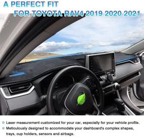 img 1 attached to 🚗 Высококачественный коврик для приборной панели Toyota RAV4 2019-2022 - Противоскользящий и регулируемый - Премиум защита от солнца - Черный (Без HUD)