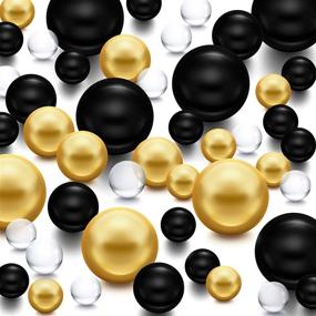 img 4 attached to 💧 10000 Pieces Transparent Water Gels and 100 Pieces Simulated Pearl Beads for Vase Fillers Floating Water Gems - Assorted Round Faux Pearl Beads for Graduation, Home, Wedding Decor - Bright Gold and Bright Black