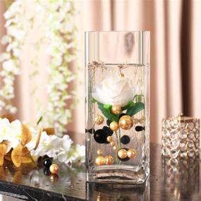 img 1 attached to 💧 10000 Pieces Transparent Water Gels and 100 Pieces Simulated Pearl Beads for Vase Fillers Floating Water Gems - Assorted Round Faux Pearl Beads for Graduation, Home, Wedding Decor - Bright Gold and Bright Black