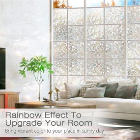 img 1 attached to 🌈 Haton Rainbow Window Film - Stained Glass Window Covering Static Cling Sticker Decal - Non-Adhesive Removable Privacy Film - Anti-UV Heat Control Sun Block for Home Office - Pebble Pattern Design - 17.5 x 78.7 Inches