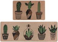 🌵 lisibooo 2 piece microfiber kitchen rugs: soft non-slip rubber back mat set, washable doormat, bathroom runner, area carpet (cactus design, 17''x29''+17''x47'') logo