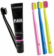 🌟 revitalize your smile: curaprox black is white charcoal whitening set + cs 5460 toothbrush trio pack logo