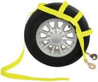π high-quality yellow car dolly strap with twisted snap hook end fittings - ideal for tow dolly car hauling - fits 14-17 inch wheels - 3,333 pound working load limit - us cargo control logo