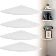 📚 ycykl 4 tier floating corner shelf - wall mounted quarter round storage shelves organizer for bathroom, kitchen, bedroom, living room - white, 10 inch logo