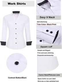 img 2 attached to 👚 Regular Fit Bamboo Stretch Women's Button Down Long Sleeve Work Blouse