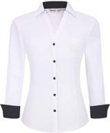 👚 regular fit bamboo stretch women's button down long sleeve work blouse logo