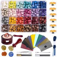 💌 wax seal stamp kit, 720 pcs wax letter sealing kit with 24 colors wax seal beads, wax seal warmer, 10 vintage envelopes, 2 wax stamps, 30m ropes, spoon & metallic pen for crafts decoration and sealing logo