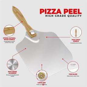 img 1 attached to 🍕 The PACITY Aluminum Pizza Peel Set of 3 with Wooden Foldable Handle – 12 inch Metal Large Pizza Paddle, Pizza Cutter Wheel & Pie Server, Ideal for Baking and Slicing Pizza & Pie Pastry