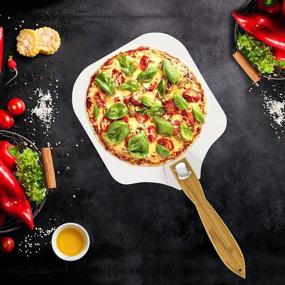 img 2 attached to 🍕 The PACITY Aluminum Pizza Peel Set of 3 with Wooden Foldable Handle – 12 inch Metal Large Pizza Paddle, Pizza Cutter Wheel & Pie Server, Ideal for Baking and Slicing Pizza & Pie Pastry