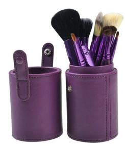 img 3 attached to 💄 Professional 12-Piece Makeup Brush Set | Face Cosmetic Brushes Kit | Make up Tools with Cup Holder Case (Romantic Purple)