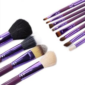 img 1 attached to 💄 Professional 12-Piece Makeup Brush Set | Face Cosmetic Brushes Kit | Make up Tools with Cup Holder Case (Romantic Purple)