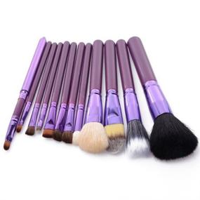 img 2 attached to 💄 Professional 12-Piece Makeup Brush Set | Face Cosmetic Brushes Kit | Make up Tools with Cup Holder Case (Romantic Purple)