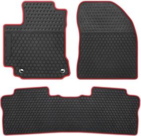 img 1 attached to SAN AUTO Car Rubber Floor Mat Custom Fit For Toyota Corolla Sedan 2014 2015 2016 2017 2018 2019 Automatic Transmission Black Red Auto Liner Mats All Weather Heavy Duty Odorless No Im Hatchback Model