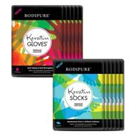 💆 bodipure premium keratin hand & foot mask - anti-aging moisturizing gloves & socks for hydrating dry hands & cracked heels - natural ingredients - 6 pairs each (pack of 6+6) logo