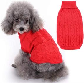 img 4 attached to 🧣 SunteeLong Turtleneck Knitted Dog Sweater: Warm Winter Clothes for Small Dogs (Red, S)