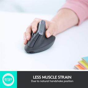 img 2 attached to 🖱️ Logitech MX Vertical Wireless Mouse - Ergonomic Design, Reduces Muscle Strain, Seamlessly Control and Share Content Between 3 Windows and Apple Computers (Bluetooth/USB), Rechargeable, Graphite