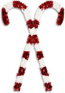 2-pack red and white tinsel 🎄 candy cane decorations for xmas holiday- 50 inches logo