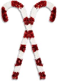 img 4 attached to 2-Pack Red and White Tinsel 🎄 Candy Cane Decorations for Xmas Holiday- 50 inches