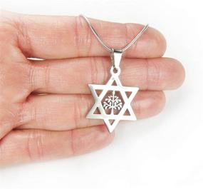 img 3 attached to 🌳 18-Inch Chain Star of David and Tree of Life Necklace: Pure 304 Non-Tarnishing Stainless, Shield of David pendant with Etz Chaim