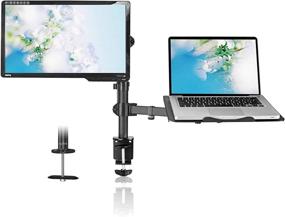 img 4 attached to 🖥️ Height-Adjustable Suptek Full Motion Computer Monitor and Laptop Riser Desk Mount Stand (400mm) - Fits 13-27 Inch Screens and Up to 17 Inch Notebooks - VESA 75/100, Supports 22lbs Each (MD6432TP004)