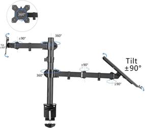 img 2 attached to 🖥️ Height-Adjustable Suptek Full Motion Computer Monitor and Laptop Riser Desk Mount Stand (400mm) - Fits 13-27 Inch Screens and Up to 17 Inch Notebooks - VESA 75/100, Supports 22lbs Each (MD6432TP004)