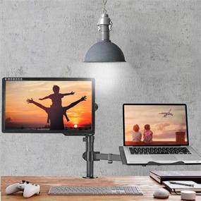 img 3 attached to 🖥️ Height-Adjustable Suptek Full Motion Computer Monitor and Laptop Riser Desk Mount Stand (400mm) - Fits 13-27 Inch Screens and Up to 17 Inch Notebooks - VESA 75/100, Supports 22lbs Each (MD6432TP004)