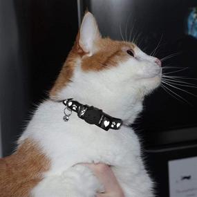 img 2 attached to 🐱 Enhanced Reflective Cat Collar: Set of 6 Safe & Stylish Breakaway Collars, Black Blue Red Orange Green Pink, with Bell - Paw Heart Design