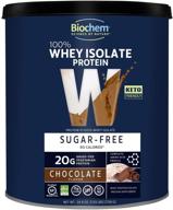 🍫 biochem 100% whey isolate protein - sugar free - chocolate flavor - 24.9 oz - pre & post workout - meal replacement - keto-friendly - high protein shake. logo