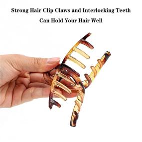 img 3 attached to Set of 8 Hair Claw Clips for Women and Girls - 4.3 Inch Hair Jaw Clamps - Large Plastic Hair Catch Clips - Strong Hold for Thin & Thick Hair