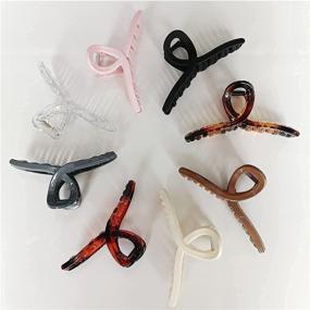 img 1 attached to Set of 8 Hair Claw Clips for Women and Girls - 4.3 Inch Hair Jaw Clamps - Large Plastic Hair Catch Clips - Strong Hold for Thin & Thick Hair