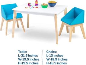 img 2 attached to Wildkin Kids White Modern Table and Chair Set: Mid-Century Activity Set with Stain-Resistant Top and Matching Blue Chairs