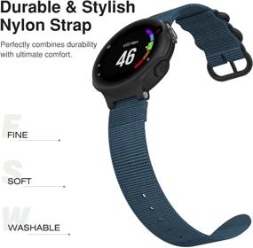 img 3 attached to 🔵 Premium Woven Nylon Watch Band - Blue: Compatible with Garmin Forerunner 235/220/230/620/630/735XT/Approach S20/S6/S5, Adjustable Replacement Strap with Double Ring - MoKo