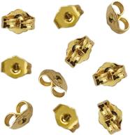 💎 secure your stud earrings with monochef 14k yellow gold ear locking backs - pack of 10 / 5 pairs, 5x6mm logo