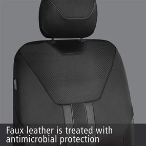 img 3 attached to 🔘 Season Guard 104530 Antimicrobial Silver Stone Car Seat Cover: Universal Fit, Soft Faux Leather, Black with Carbon Fiber Pattern Accent