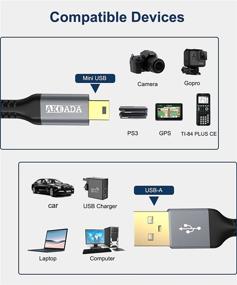 img 1 attached to 🔌 10FT Мини USB кабель - 2 шт. Akoada USB 2.0 Type A к Mini B кабель - оплетенный кабель для зарядки, совместимый с GoPro Hero 3+, контроллером PS3, MP3-плеером, цифровой камерой, навигатором Garmin Nuvi GPS, микрофоном Yeti и многим другим