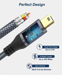 img 2 attached to 🔌 10FT Мини USB кабель - 2 шт. Akoada USB 2.0 Type A к Mini B кабель - оплетенный кабель для зарядки, совместимый с GoPro Hero 3+, контроллером PS3, MP3-плеером, цифровой камерой, навигатором Garmin Nuvi GPS, микрофоном Yeti и многим другим