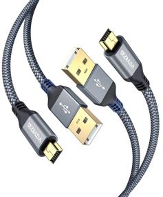 img 4 attached to 🔌 10FT Мини USB кабель - 2 шт. Akoada USB 2.0 Type A к Mini B кабель - оплетенный кабель для зарядки, совместимый с GoPro Hero 3+, контроллером PS3, MP3-плеером, цифровой камерой, навигатором Garmin Nuvi GPS, микрофоном Yeti и многим другим