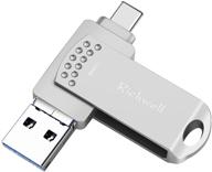 флеш-накопитель usb c на 128 гб для android, фото-накопитель 3 в 1 usb c thumb drive usb 3.0 jump drive от richwell - совместим с устройствами на android, компьютерами, macbook usb c (grey128g-az) логотип